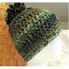 Handmade NEW Striped Green Hat Crochet Cap Large Pom Pom Unique Birthday Gift  eb-82781853